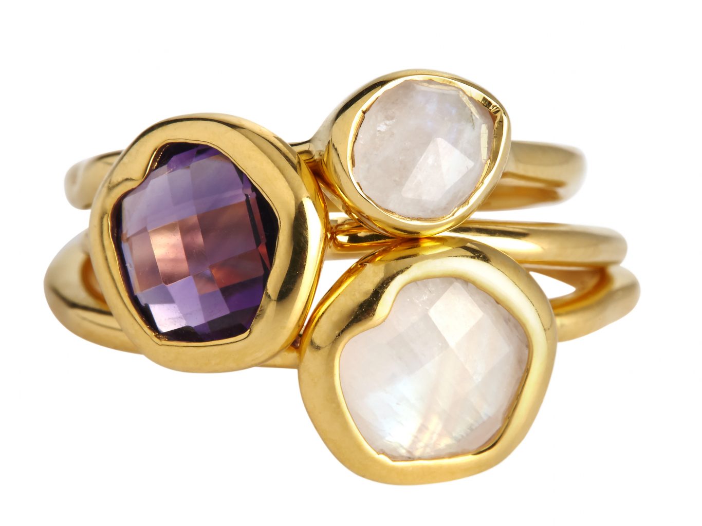 Monica Vinader Riva Stacking Ring Amethyst + Riva Stacking Ring ...